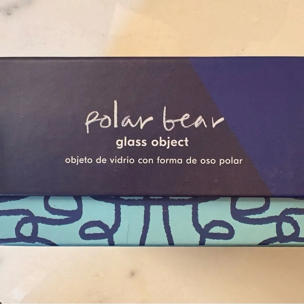 West Elm Glass Polar Bear Figurine - White and Black